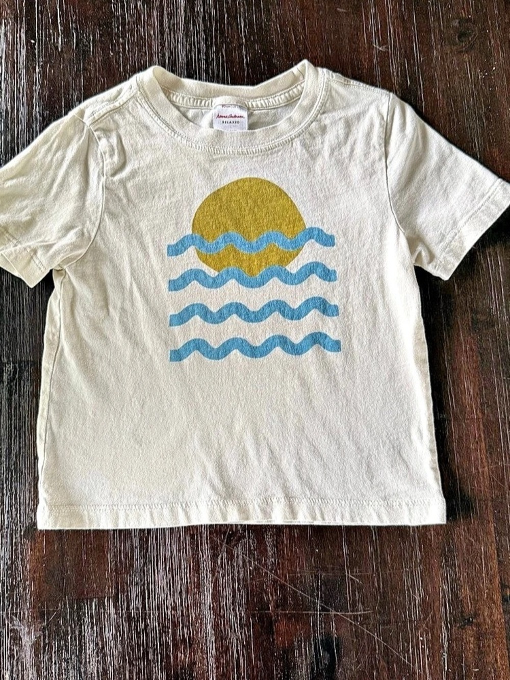 Hanna Andersson Sun & Waves Tee Cream Baby 90 cm